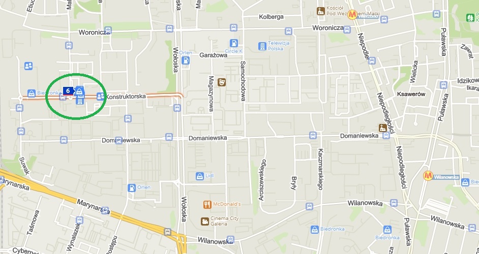 Mapa dojazdu na zajęcia tańca irlandzkiego w Warszawie